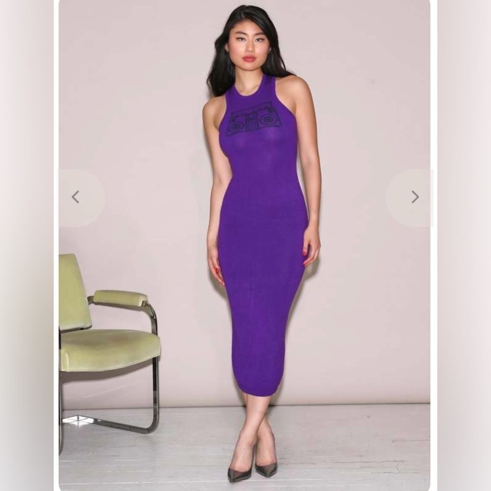 Fleur du mal women’s large boombox knit‎ racer dress purple haze